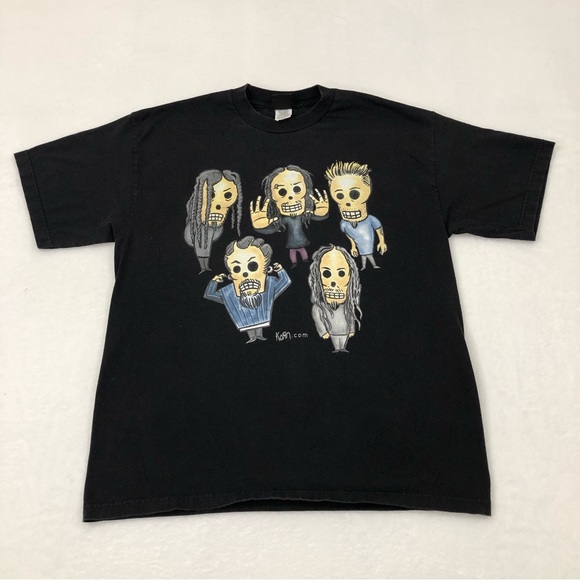 Giant Other - Vintage 2000 EL DIA DE LOS KORN Fathead Characters Black Giant Tee Shirt Mens XL